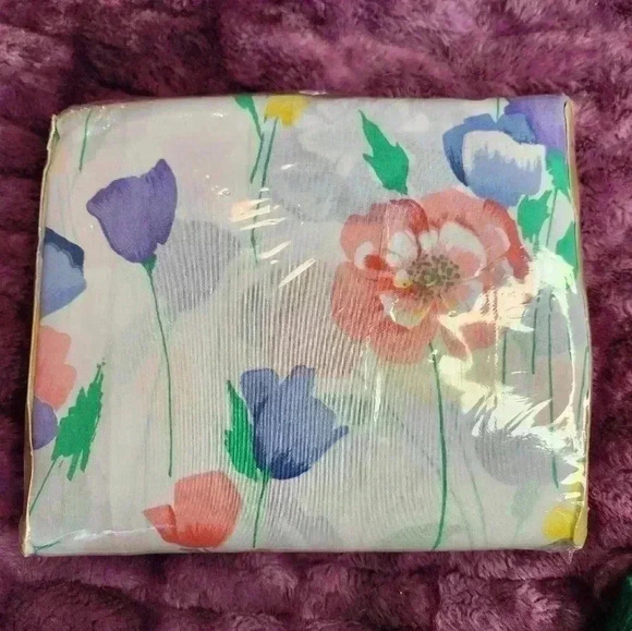 Vtg 4 Pc Set Thomaston Flower Sheets Double Sz Flat Fitted 2 Pillow Cases 54x75 - Picture 2 of 4